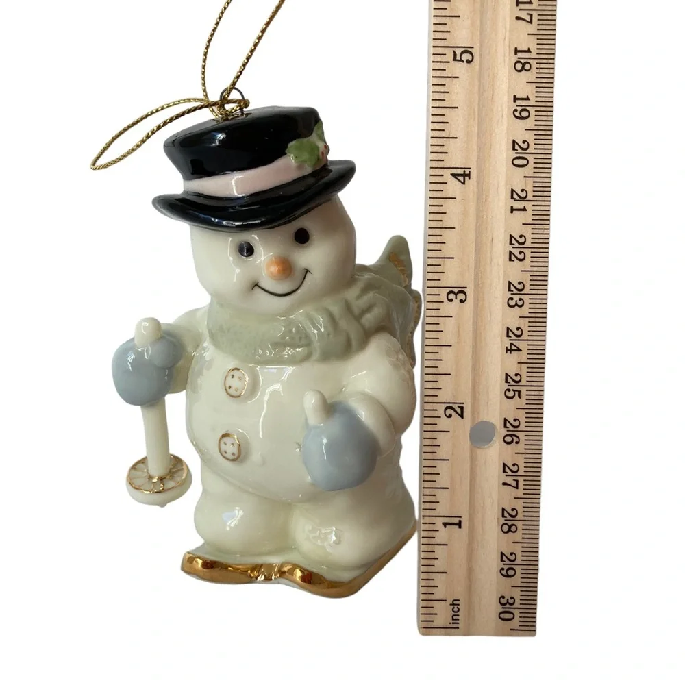 Snowman on Skis‎ Porcelain Ceramic Christmas Ornament 4.5